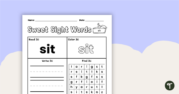 Go to Sweet Sight Words Worksheet - SIT teaching resource