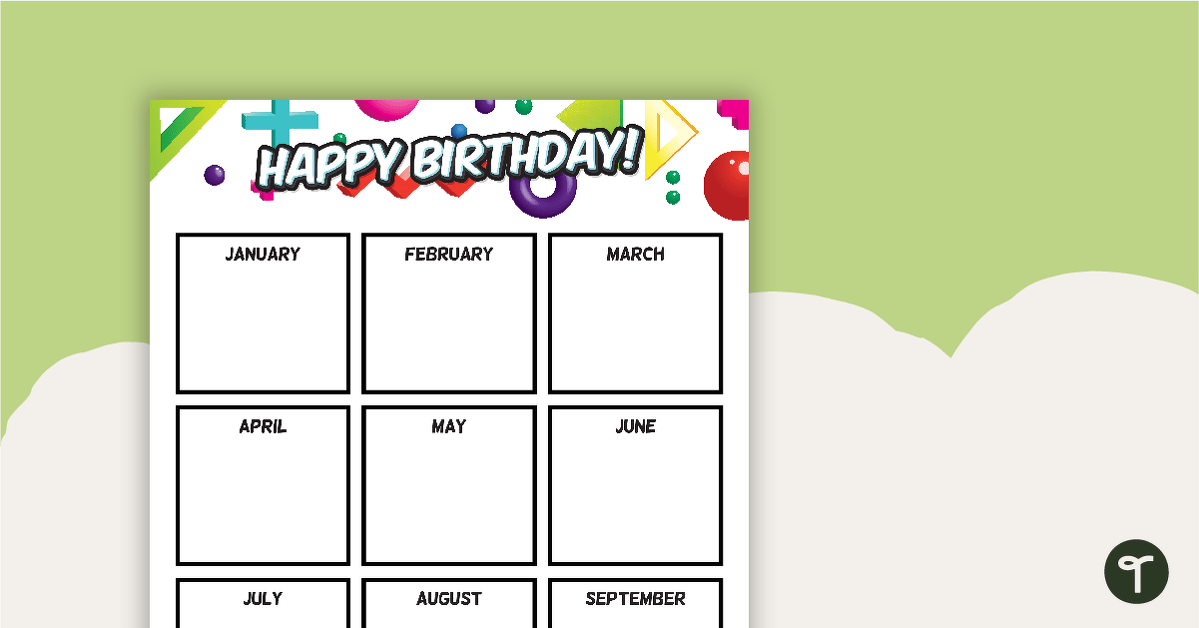 Retro - Happy Birthday Chart teaching resource