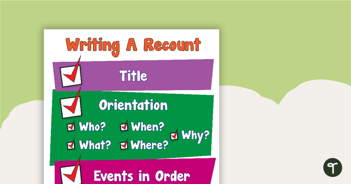 Writing A Recount Poster teaching resource