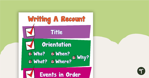 Go to Writing A Recount Poster teaching resource