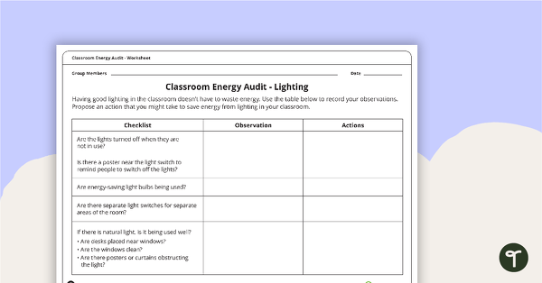 Go to Classroom Energy Audit Worksheet teaching resource