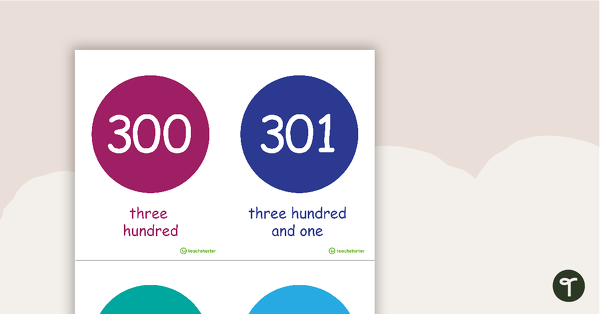 300-400 Number And Word Flashcards – Circles teaching resource