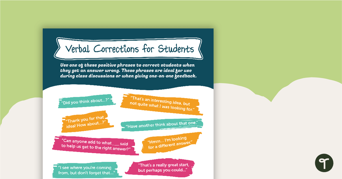 Verbal Corrections for Students - Teacher Guide teaching resource