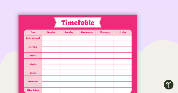 Go to Plain Pink – Timetable Planner teaching resource