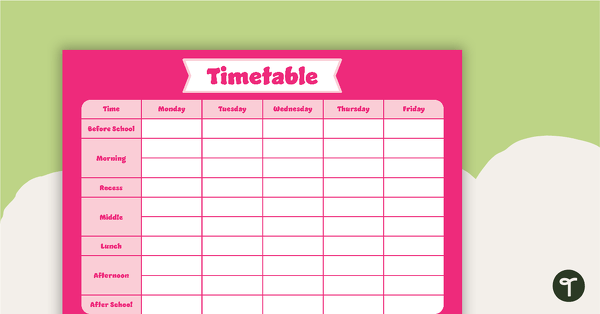Plain Pink – Timetable Planner teaching resource