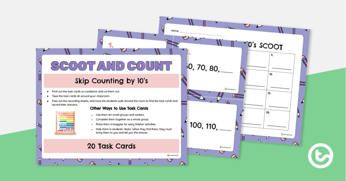 Scoot and Count: Skip Counting by 10s teaching resource