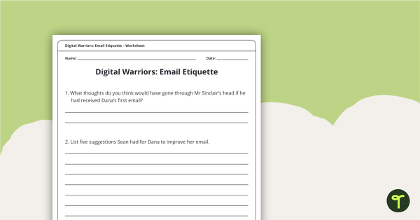 Digital Warriors Comic: Email Etiquette – Worksheet teaching resource