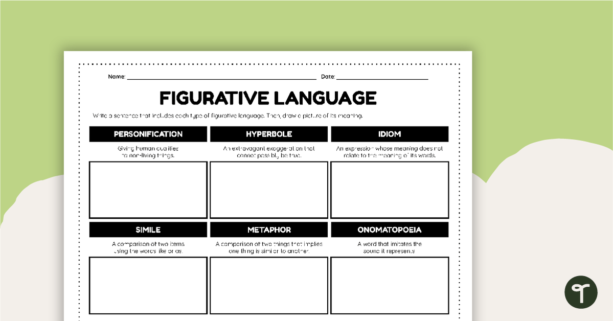 Figurative Language Worksheet teaching resource