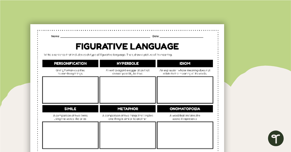 Go to Figurative Language Worksheet teaching resource