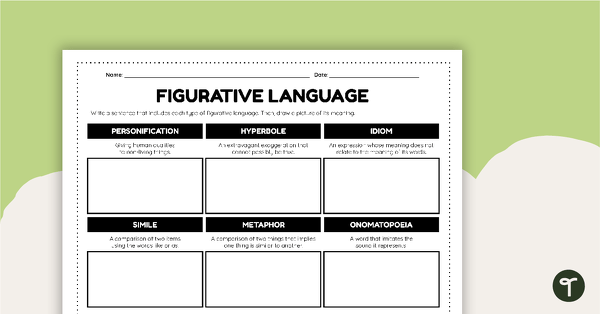 Preview image for Figurative Language Worksheet - teaching resource