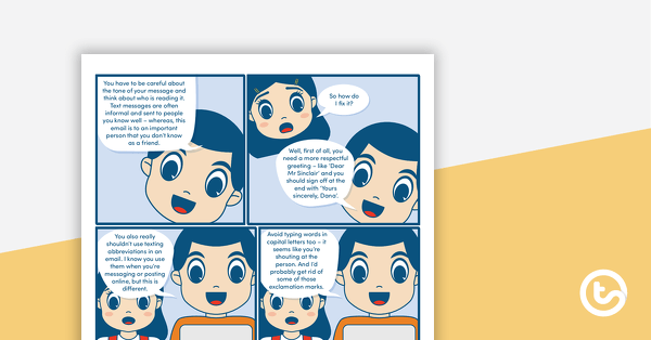 Digital Warriors Comic - Email Etiquette – Worksheet teaching resource