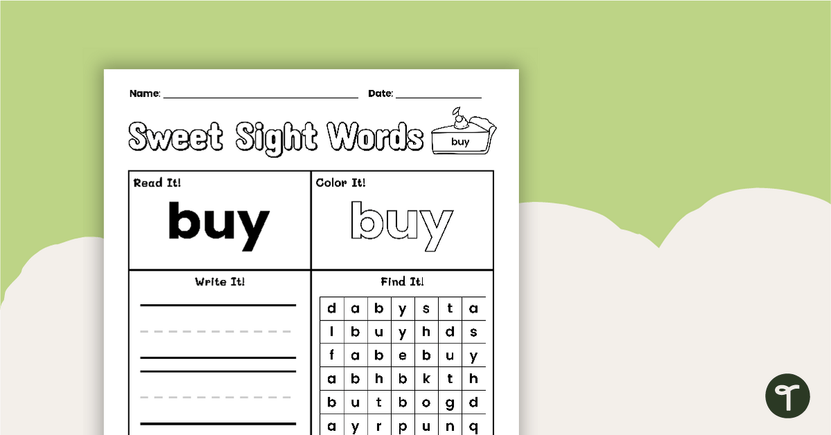 Sweet Sight Words Worksheet - BUY teaching resource