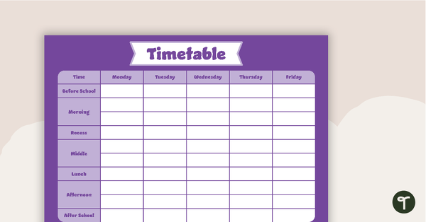 Plain Purple – Timetable Planner teaching resource