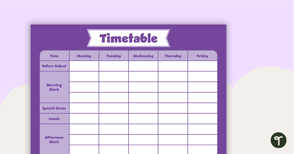Plain Purple – Timetable Planner teaching resource