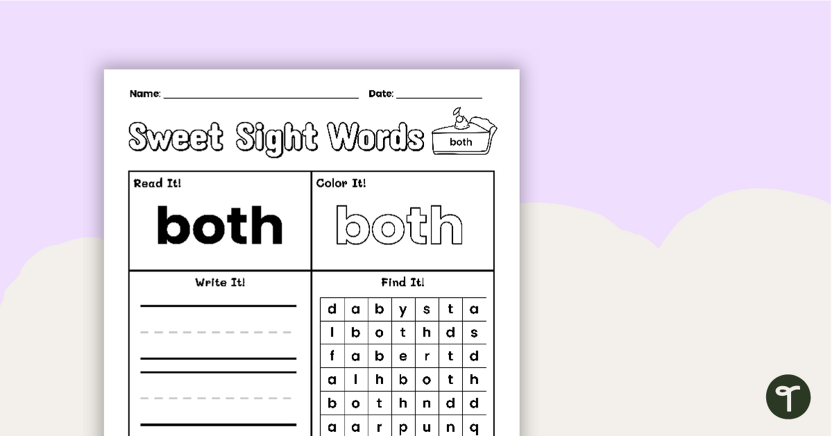Sweet Sight Words Worksheet - BOTH teaching resource