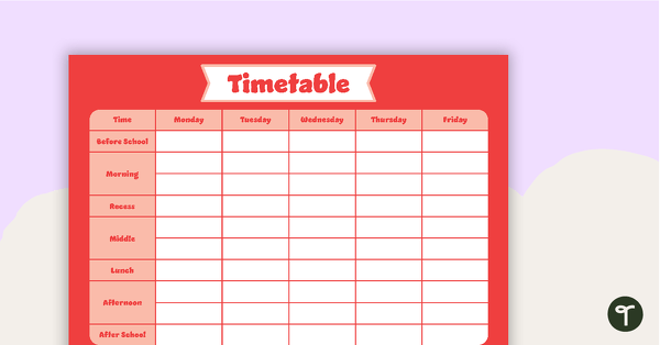 Plain Red – Timetable Planner teaching resource