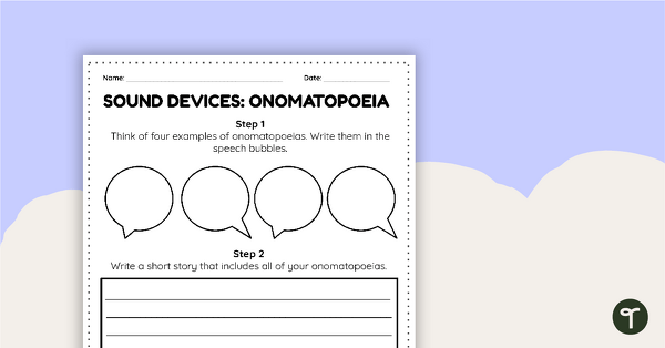Go to Onomatopeia Writing Prompt – Template teaching resource