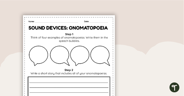 Onomatopeia Writing Prompt – Template teaching resource