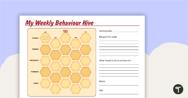 My Weekly Behaviour Hive – Reward Chart teaching resource