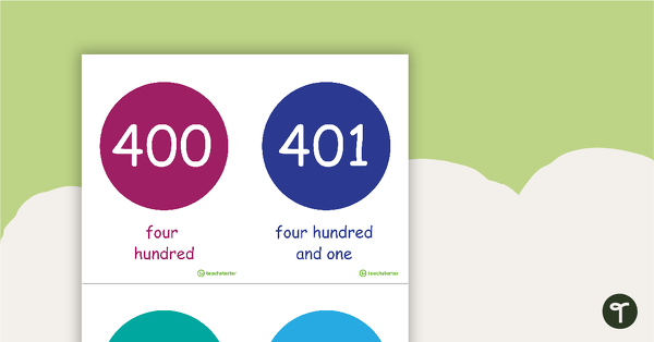 400-500 Number And Word Flashcards – Circles teaching resource