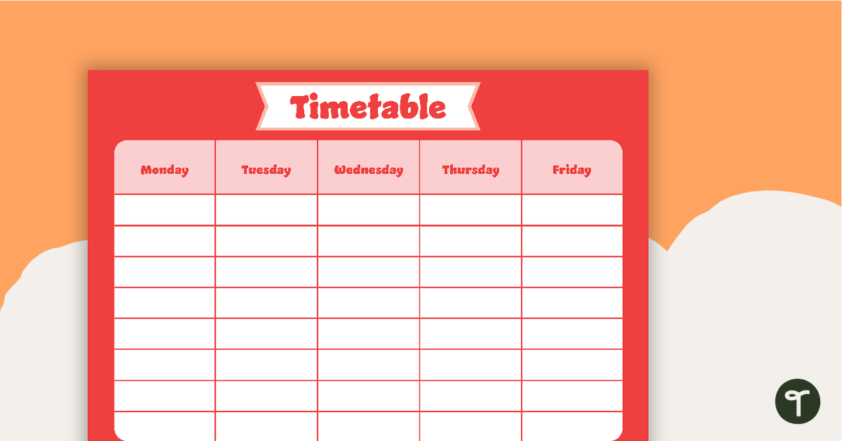 Plain Red - Weekly Timetable teaching resource