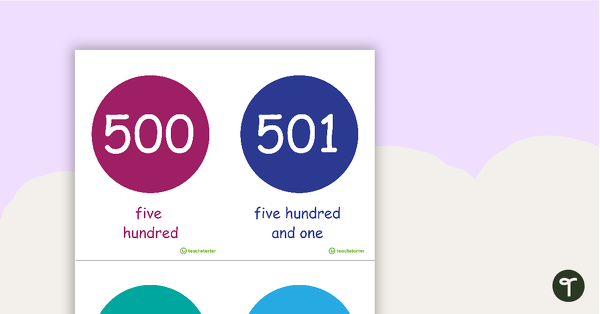 500-600 Number And Word Flashcards – Circles teaching resource
