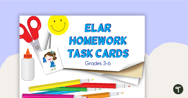 Language Arts Homework Task Cards and Worksheets - Grades 3–6 teaching resource
