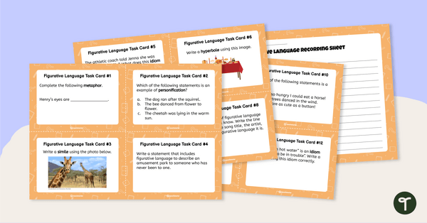 Preview image for Figurative Language Task Cards - teaching resource
