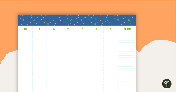 Generic Calendar Template - Shapes & Squiggles teaching resource