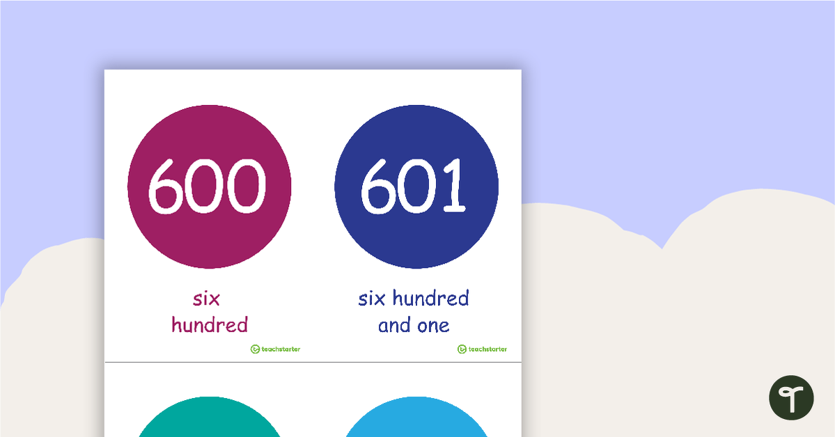 600-700 Number And Word Flashcards – Circles teaching resource