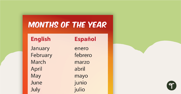 Months of the Year in Spanish and English teaching resource