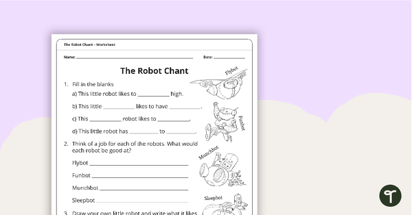 The Robot Chant – Comprehension Worksheet teaching resource