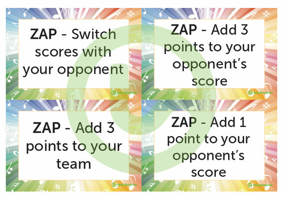 Musical ZAP Game - Notes with Rhythm Syllables teaching resource