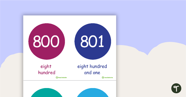 800-900 Number And Word Flashcards – Circles teaching resource