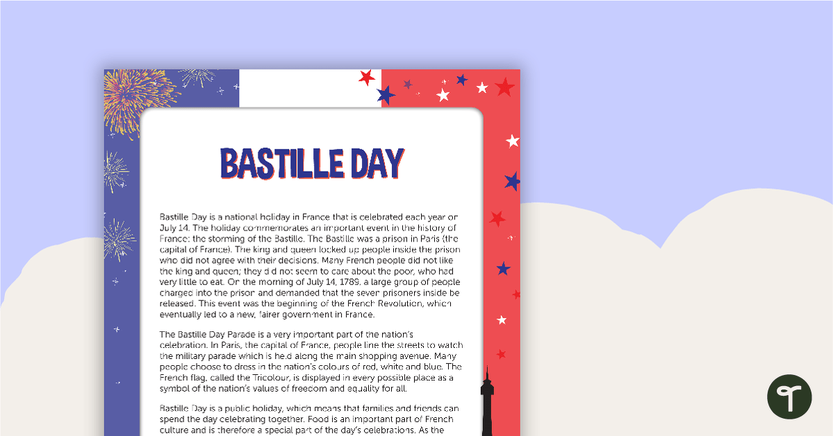 Bastille Day Fact Sheet teaching resource