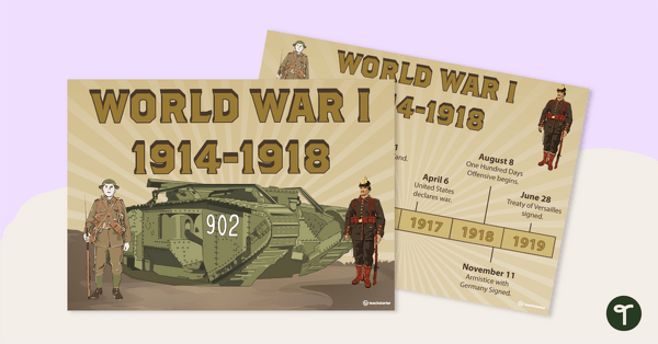 Go to World War One Timeline Poster teaching resource