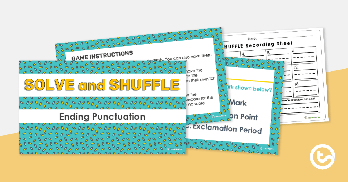 Solve and Shuffle - Ending Punctuation PowerPoint Game teaching resource