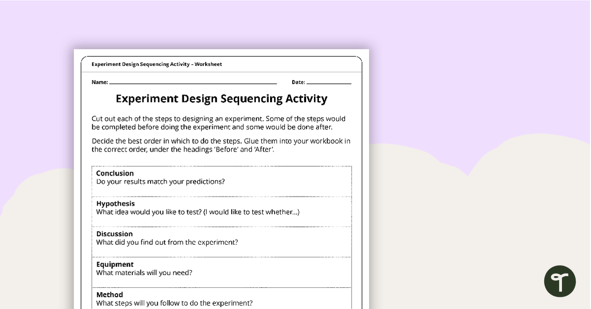 Experiment Design Sequencing Activity – Basic teaching resource
