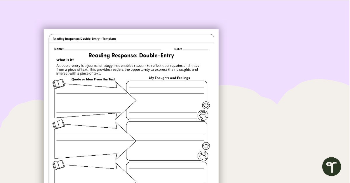 Reading Response Template – Double-Entry teaching resource