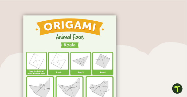 去简单的折纸动物工作表和循序渐进的指示对孩子教学资源