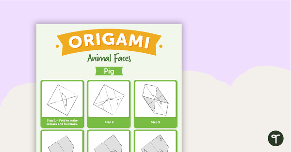 Origami Animal Faces Worksheet teaching resource