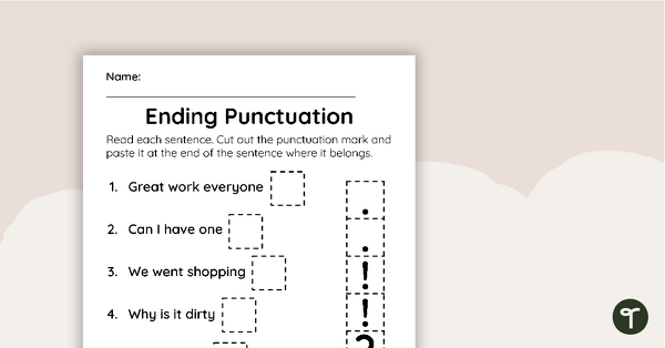 Image of Ending Punctuation – Cut and Paste Worksheet