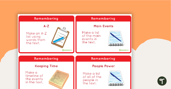 Go to Bloom's Taxonomy Fast Finisher Task Cards - Upper Years teaching resource