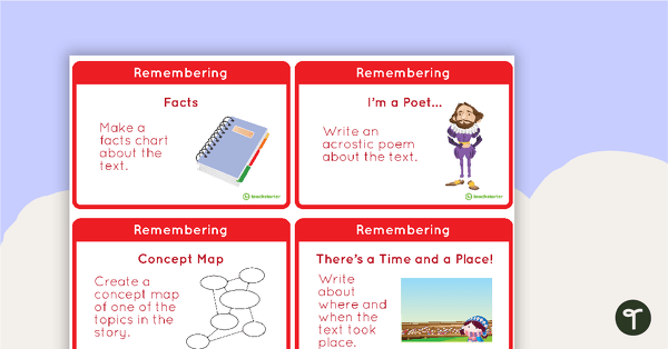 Bloom's Taxonomy Fast Finisher Task Cards - Upper Years teaching resource