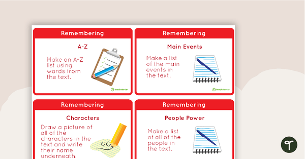 Image of Bloom's Taxonomy Fast Finisher Task Cards - Lower Years