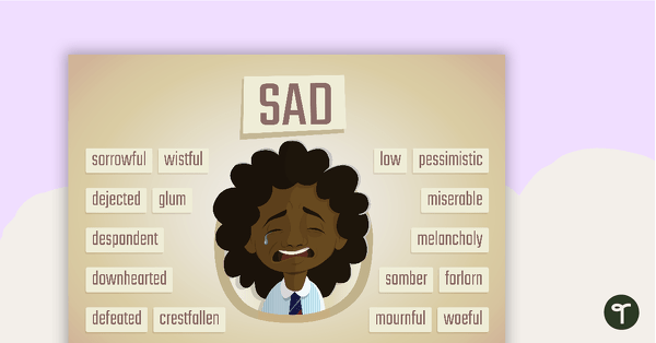 Sad Synonyms Poster Teach Starter