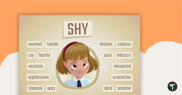Shy Synonyms Poster teaching resource