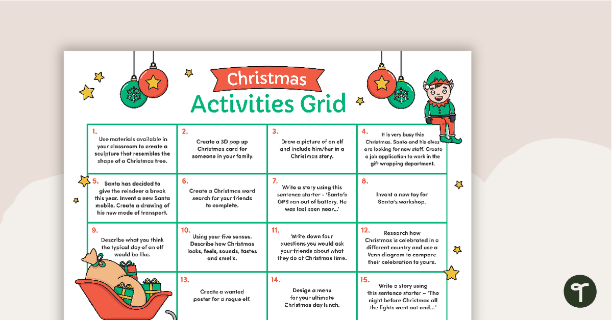 Christmas Activities Grid teaching resource