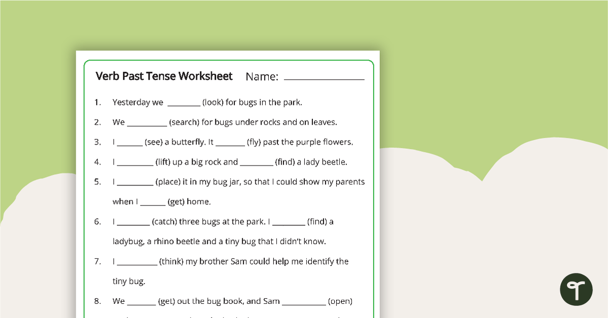 Verb Past Tense Worksheet teaching resource