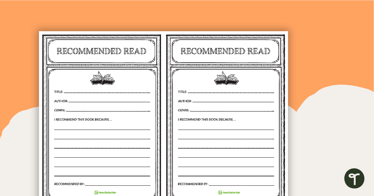 Preview image for Book Recommendation Template - teaching resource